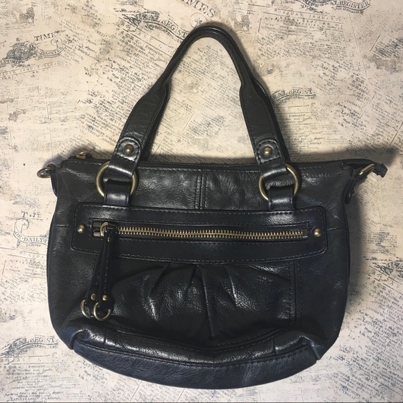 Fossil black leather hand bag - Picture 1 of 10